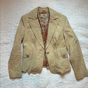 Wilsons Leather Beige Jacket with Paisley Design